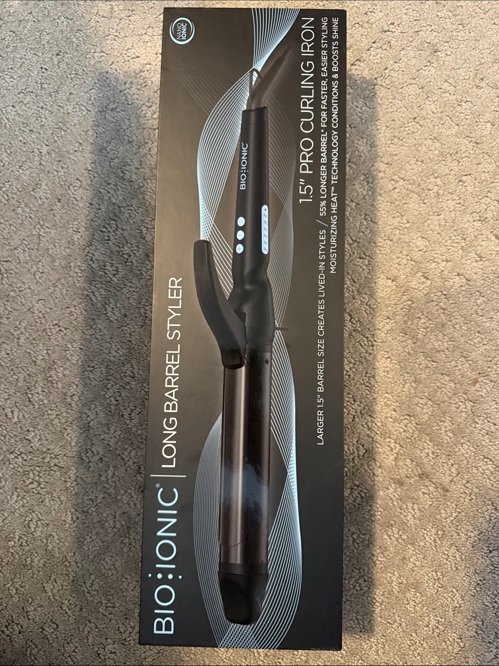 Bio Ionic 1.5" Long Barrel Curling Iron - Black